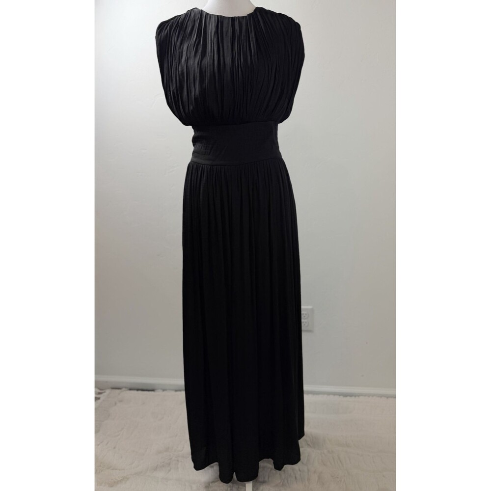 Banana Republic Black Pleated Maxi Dress Womens 2 Sleeveless Wedding Guest NWT